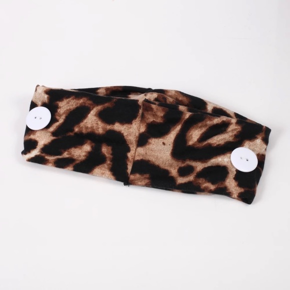 4 BOHO CHEETAH HEADBANDS w/ BUTTONS - Picture 9 of 13